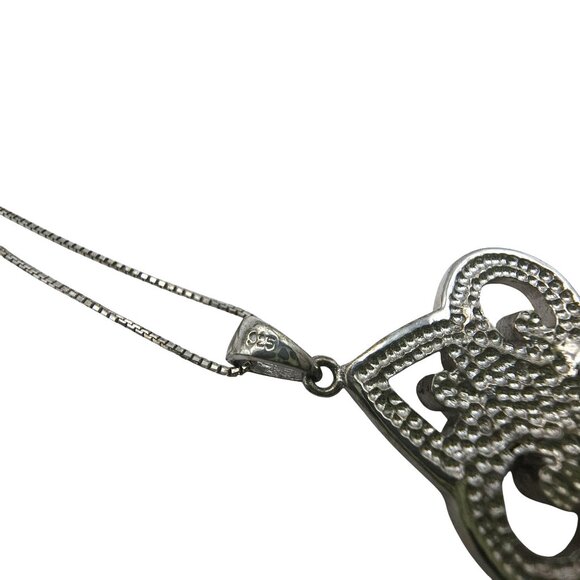 Sterling Silver 925 Key Pendant Necklace Swarovski Crystals 18" - Picture 8 of 16